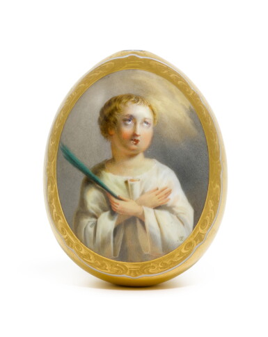 View full screen - View 1 of Lot 118. A porcelain Easter egg, Imperial Porcelain Factory, St Petersburg, circa 1850-1860.