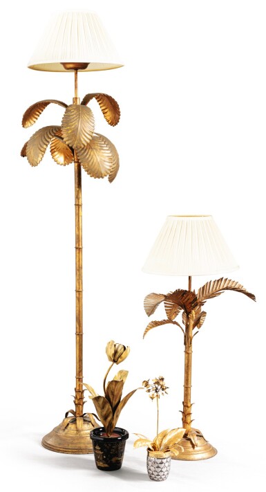 View full screen - View 1 of Lot 159. MODERN SCHOOL, 20TH CENTURY | A PALM TREE FLOOR LAMP AND A LAMP.