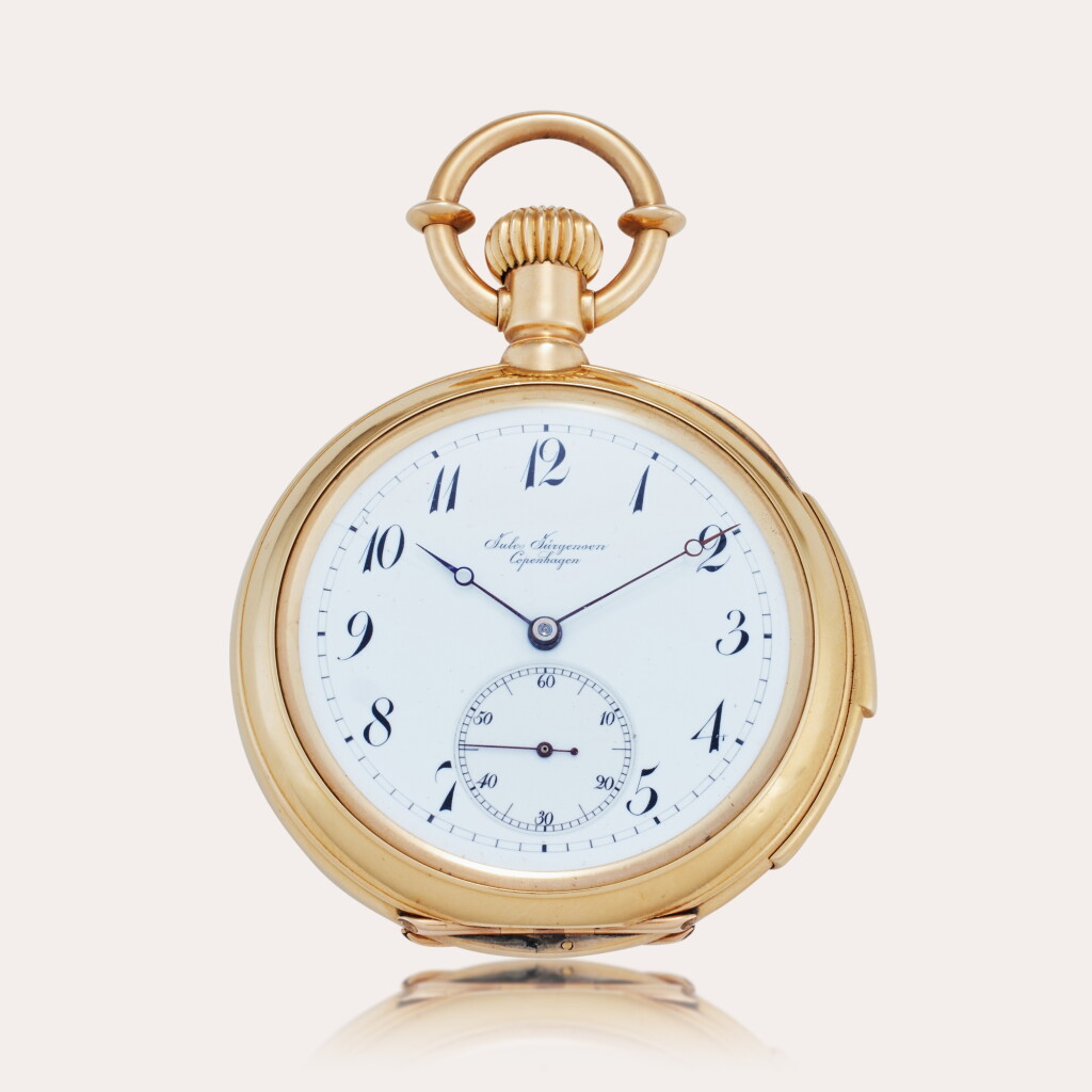 View full screen - View 1 of Lot 422. A yellow gold open-faced keyless minute repeating watch, No. 15388, Circa 1890.