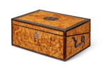 A Viennese Steel and Steel-Pin-Mounted Burr Maple and Ebonised Pearwood Writing Box, Second Quarter 19th Century