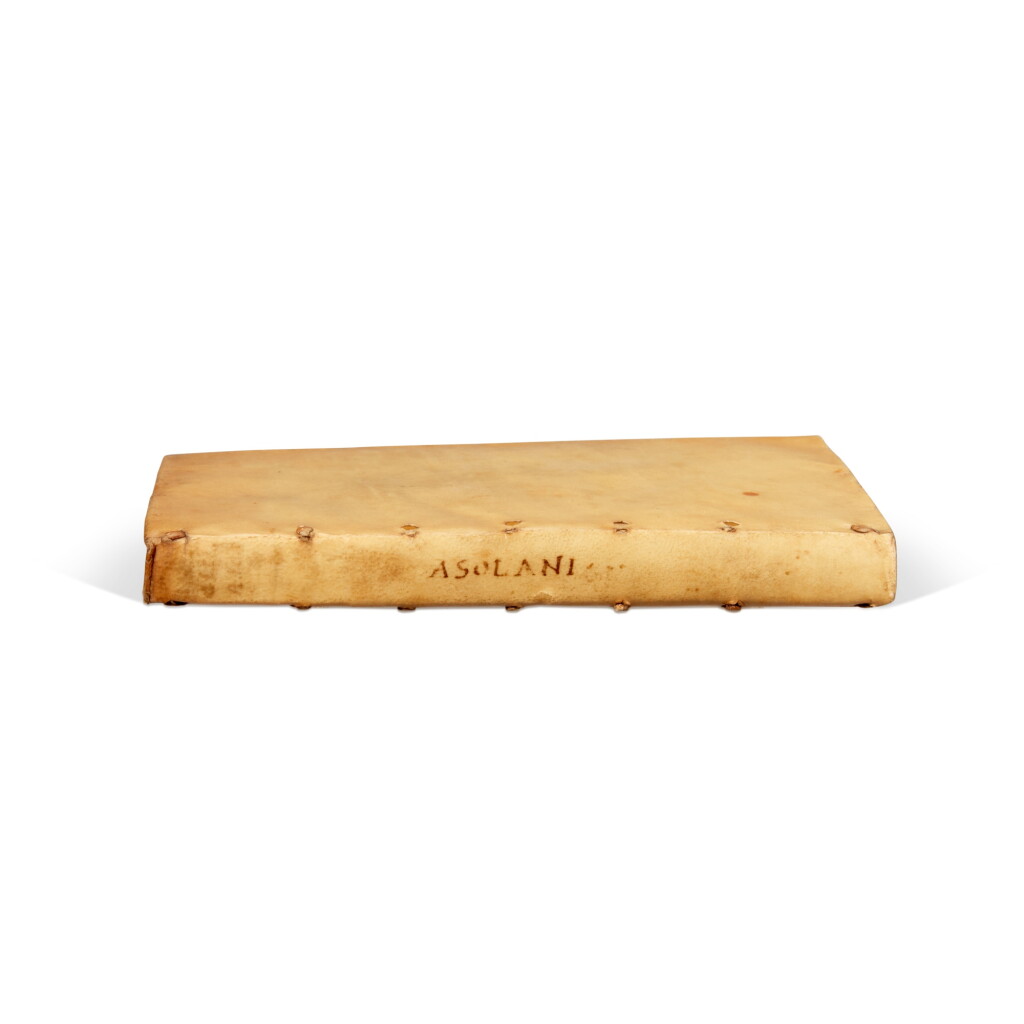 View full screen - View 1 of Lot 1601. Bembo, Gli Asolani, Venice, 1553, contemporary limp vellum with fore-edge flaps, the de-Thou–Soubise copy.