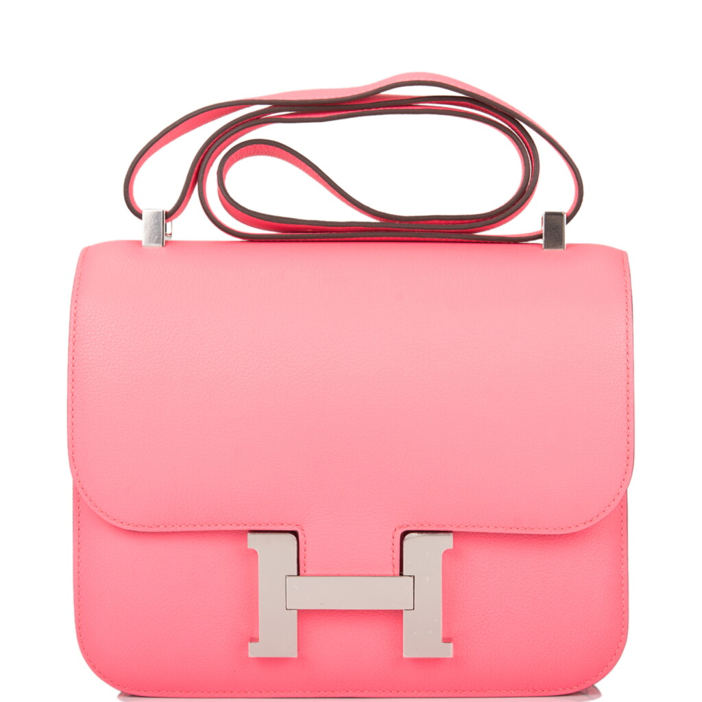 View full screen - View 1 of Lot 34. Hermès Rose Azalee Constance 24cm of Evercolor leather with Palladium Hardware.