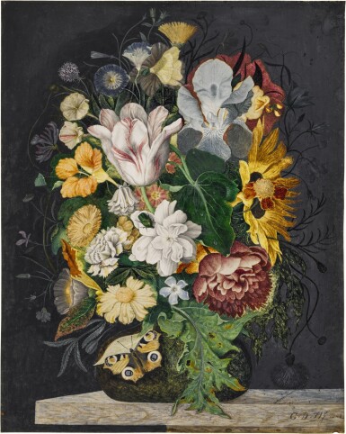 View full screen - View 1 of Lot 40. Still life with flowers and insects .