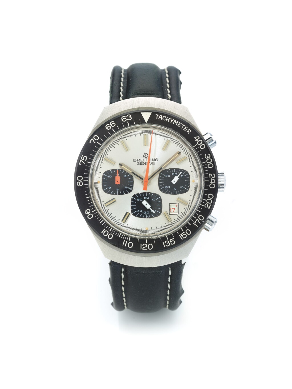 View full screen - View 1 of Lot 70. BREITLING | REF 7104 LONG PLAYING, A STAINLESS STEEL CHRONOGRAPH WRISTWATCH WITH DATE CIRCA 1970.