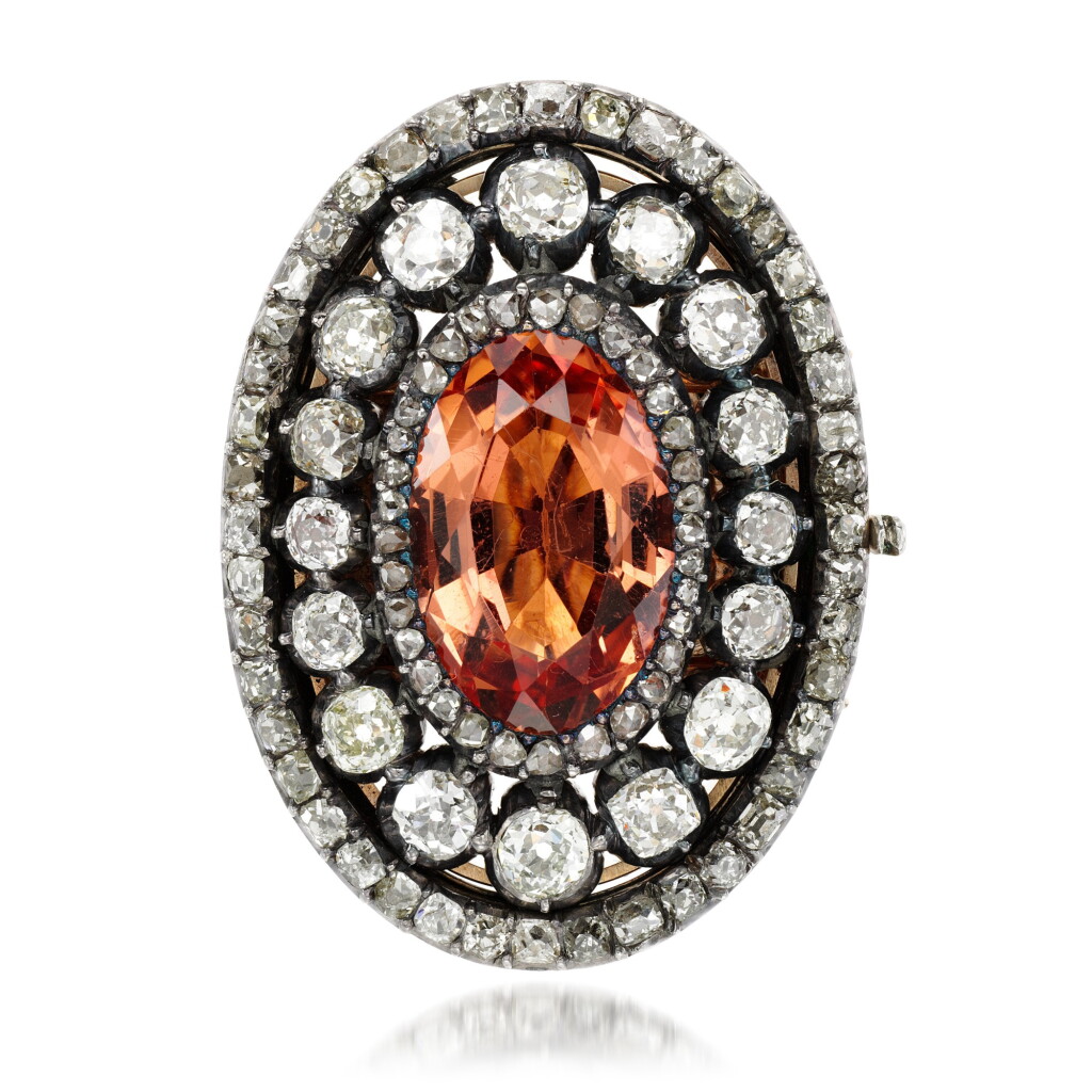 View full screen - View 1 of Lot 1. Topaz and diamond clasp, 1820s.