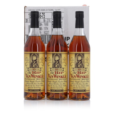 View full screen - View 1 of Lot 625. Old Rip Van Winkle 10 Year Old 107 Proof NV (3 Bottles 75cl).