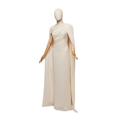 Tom Ford | Off -White Crpe Evening Gown with Matching Cape, Fall - Tom Ford | Off -White Crpe Evening Gown with Matching Cape, Fall -