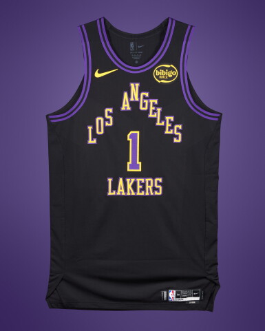 View full screen - View 1 of Lot 66. Adou Thiero Los Angeles Lakers 2025-2026 Game Issued City Edition Jersey | Probable Wear.