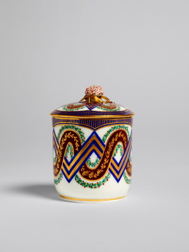 View full screen - View 1 of Lot 559. A Sèvres Porcelain Pomade Pot and Cover (Pot à Pommade), circa 1763.