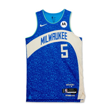 View full screen - View 1 of Lot 33. Malik Beasley Game Worn ‘3-Point Contest’ City Edition Complete Uniform.