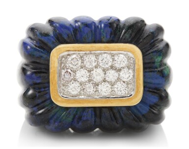 View full screen - View 1 of Lot 1013. AZURMALACHITE AND DIAMOND RING, DAVID WEBB.