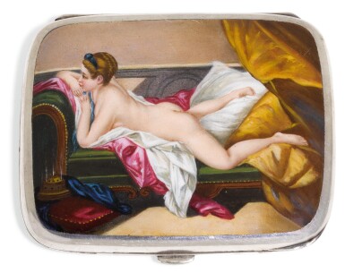 View full screen - View 1 of Lot 236. A GILT-METAL AND ENAMEL CIGARETTE CASE, GERMAN, CIRCA 1940.