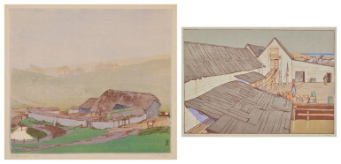 View full screen - View 1 of Lot 37. The Field Barn; and Warren's Landing, Lake Winnipeg, from Ten Woodcuts.