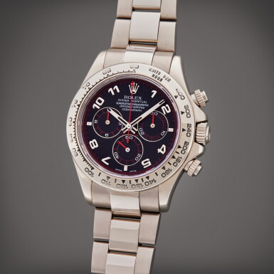 View full screen - View 1 of Lot 115. Reference 116509 Daytona | A white gold automatic chronograph wristwatch with bracelet, Circa 2003.