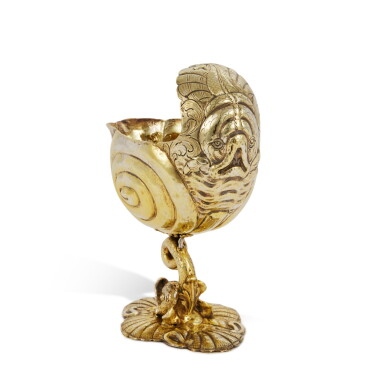 View full screen - View 1 of Lot 4. An Italian Silver-Gilt Nautilus-Form Cup, Maker's Mark DB, Venice, Late 17th Century.