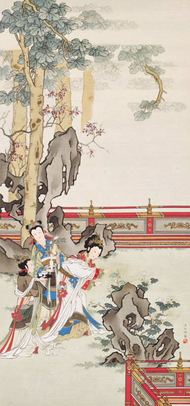 View full screen - View 1 of Lot 6090. 王叔暉 擷花圖 | Wang Shuhui, Ladies Arranging Flowers.