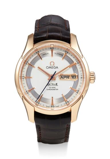 View full screen - View 1 of Lot 8035. OMEGA | DE VILLE HOUR VISION, REFERENCE 431.63.41.22.02.001, A PINK GOLD ANNUAL CALENDAR WRISTWATCH, CIRCA 2017.