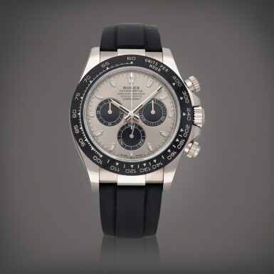 View full screen - View 1 of Lot 447. Daytona, Reference 116519LN | A white gold chronograph wristwatch with bracelet | Circa 2020.
