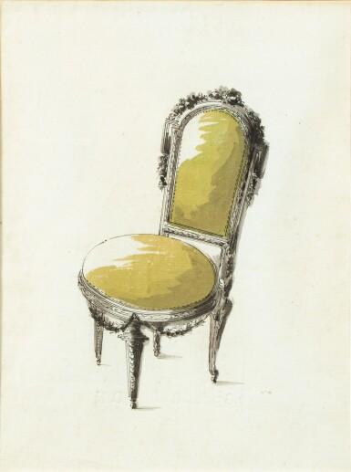 View full screen - View 1 of Lot 610. An armchair and chair (Louis XVI period).