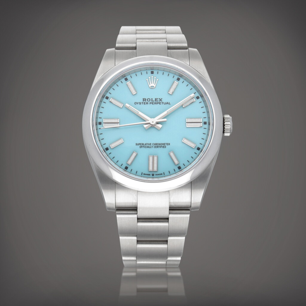 View full screen - View 1 of Lot 142. Oyster 'Tiffany Blue', Reference 124300 A stainless steel wristwatch with bracelet Circa 2020 | 勞力士 | Oyster 'Tiffany Blue' 型號 124300 精鋼鍊帶腕錶,製作年份約 2020.