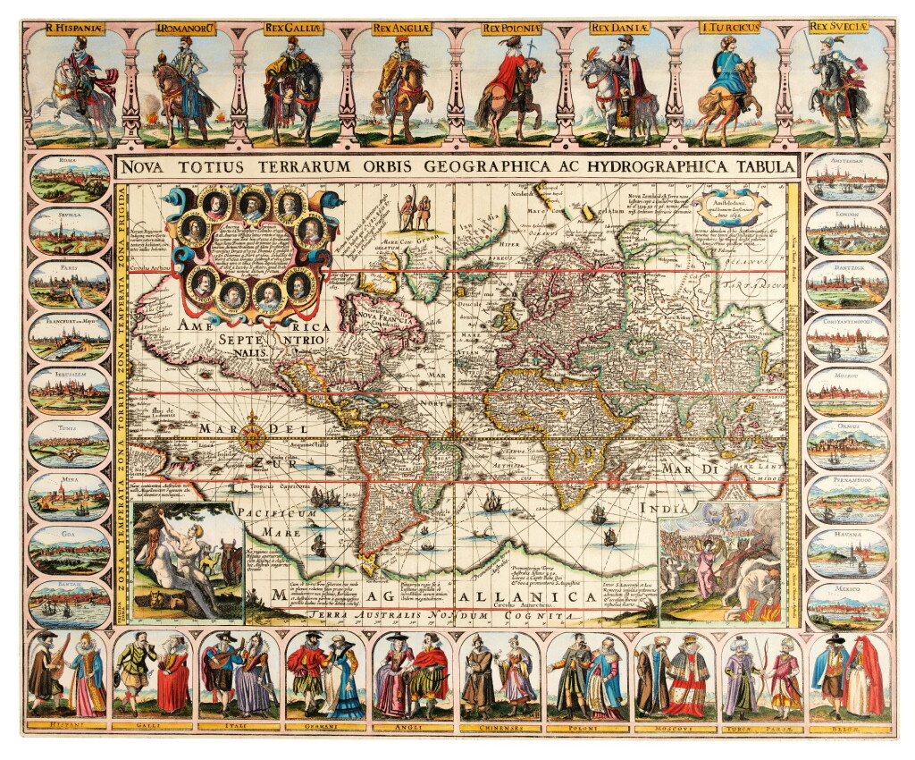 View full screen - View 1 of Lot 44. PIETER VAN DEN KEERE | Nova totius terrarum orbis geographica ac hydrographica tabula. Amsterdam: Johannes Janssonius, 1632.