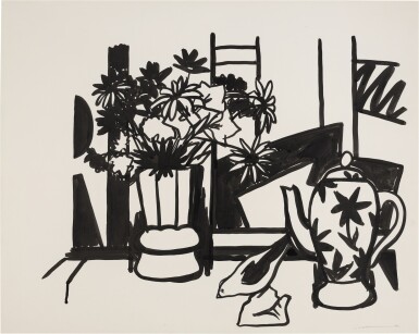View full screen - View 1 of Lot 242. TOM WESSELMANN | DRAWING FOR STILL LIFE WITH LICHTENSTEIN, TEAPOT AND BIRD.