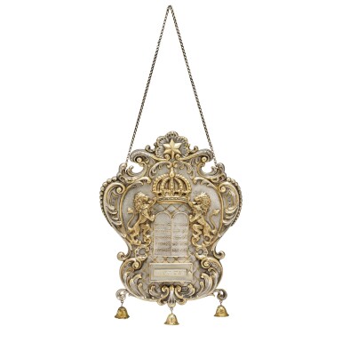 View full screen - View 1 of Lot 34. A German Parcel-Gilt Silver Torah Shield, Lazarus Posen Wwe, Frankfurt, Late 19th Century.