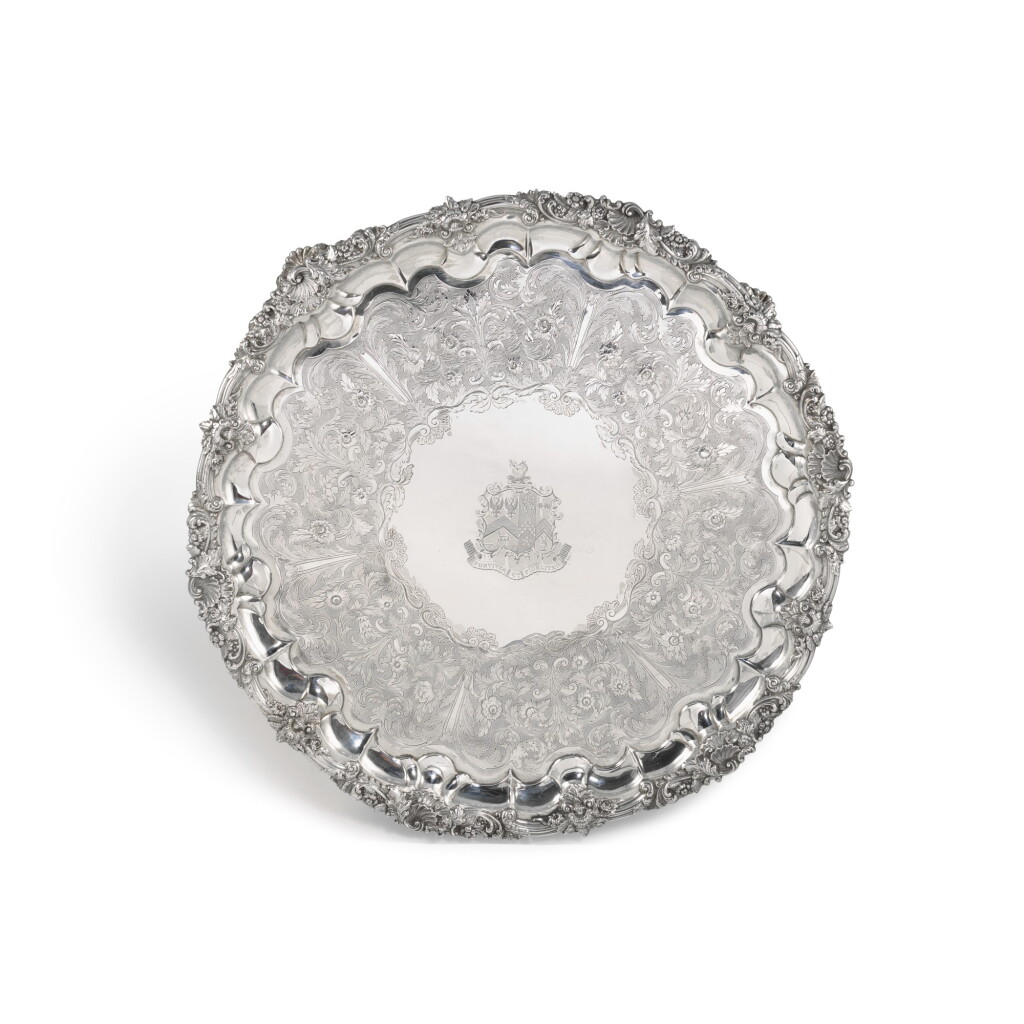 View full screen - View 1 of Lot 106. A large George IV silver salver, Edward Barnard & Sons, London, 1828, Edward, Edward jn. John & W. Barnard, London, 1828.