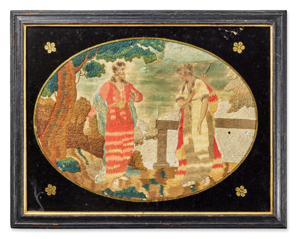 View full screen - View 1 of Lot 217. Three George IV Framed Needlework Pictures, Circa 1825.