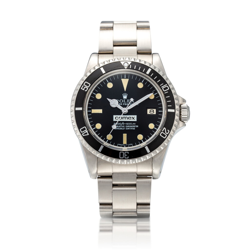 View full screen - View 1 of Lot 7. 'Comex' Sea-Dweller, Ref. 1665 Stainless steel wristwatch with date, gas escape valve and bracelet Circa 1980 | 勞力士1665型號「'Comex' Sea-Dweller」精鋼鍊帶腕錶備日期顯示及排氣閥門,年份約1980.