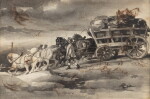 Recto: Charrette de charbon à cinq chevaux | Verso: Etudes