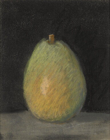 View full screen - View 1 of Lot 232. Pear Against a Black Background.