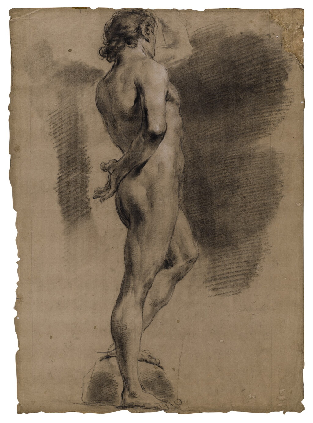 View full screen - View 1 of Lot 260. Recto: Male Academy, seen from behind Verso: A preliminary study for a male nude.