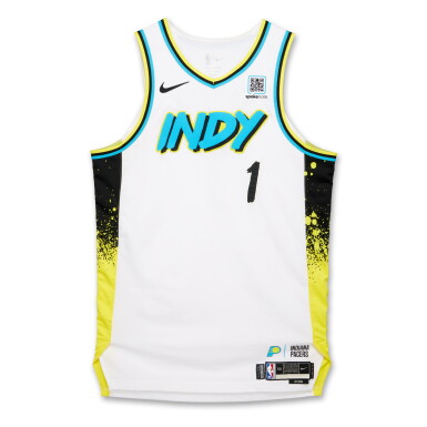 View full screen - View 1 of Lot 42. Obi Toppin Indiana Pacers 2025 NBA Playoffs Eastern Conference Semifinals and Round 1 Game Worn City Edition Jersey | Games 3 and 4 | Matched to 5 Playoff Games.