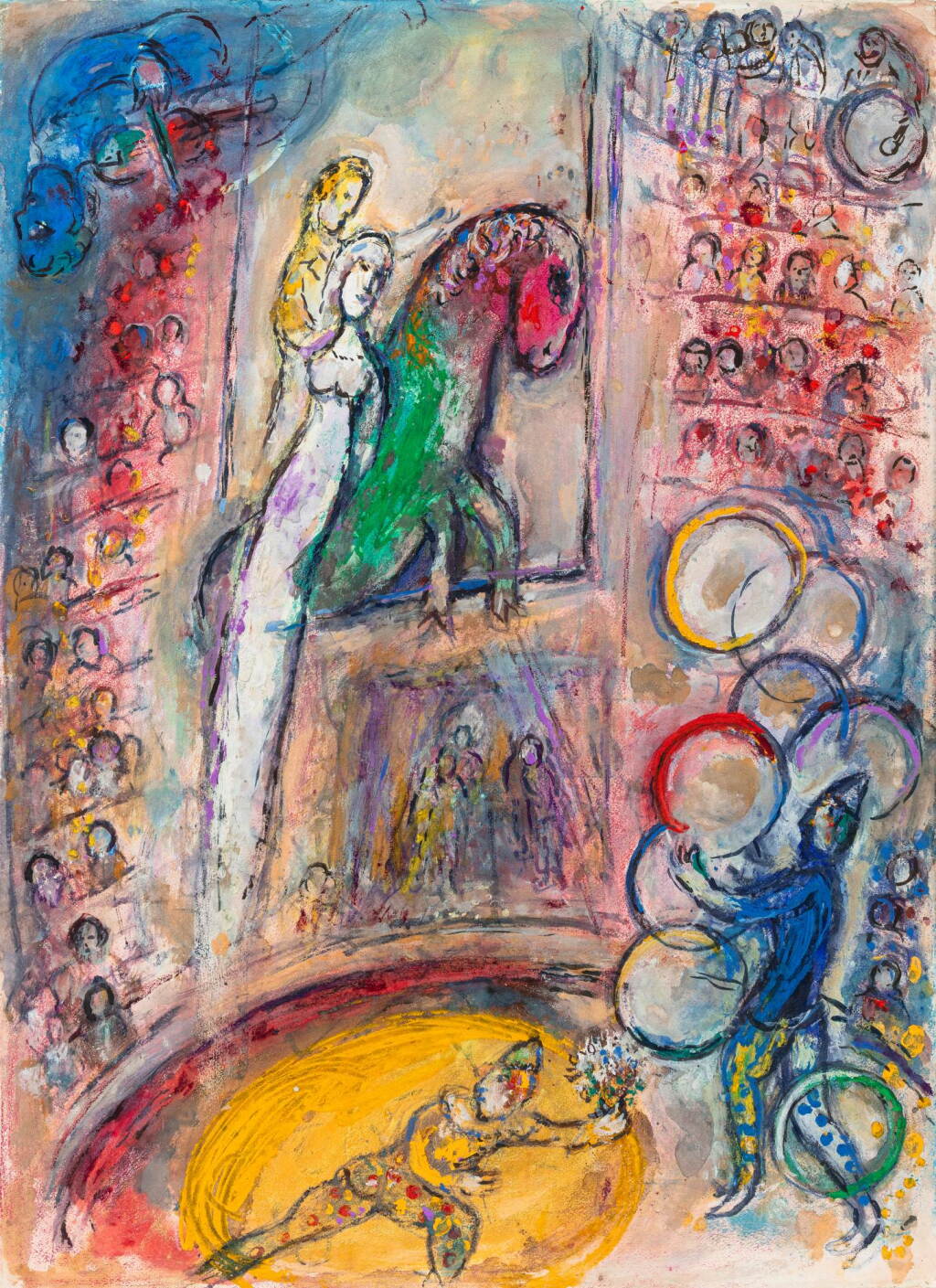 View full screen - View 1 of Lot 24. Gouache préparatoire pour la lithographie originale M. 500 (Cirque, Paris, Teriade Editeur 1967).