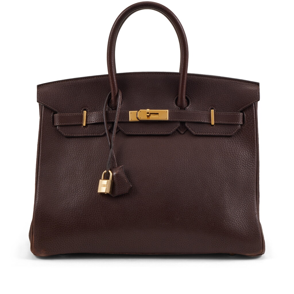 View full screen - View 1 of Lot 117. Vintage Chocolat Togo Birkin 35 Gold Hardware, 1996.