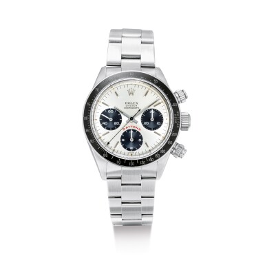 View full screen - View 1 of Lot 2116. ROLEX | COSMOGRAPH 'BIG RED' DAYTONA, REFERENCE 6263, A STAINLESS STEEL CHRONOGRAPH WRISTWATCH WITH BRACELET, CIRCA 1974 | 勞力士 | "Cosmograph ""Big Red"" Daytona 型號6263 精鋼計時鏈帶腕錶,錶殼編號3710666,約1974年製".