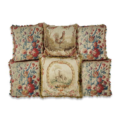 View full screen - View 1 of Lot 38. An assembled group of six tapestry cushions, 18th century and later.