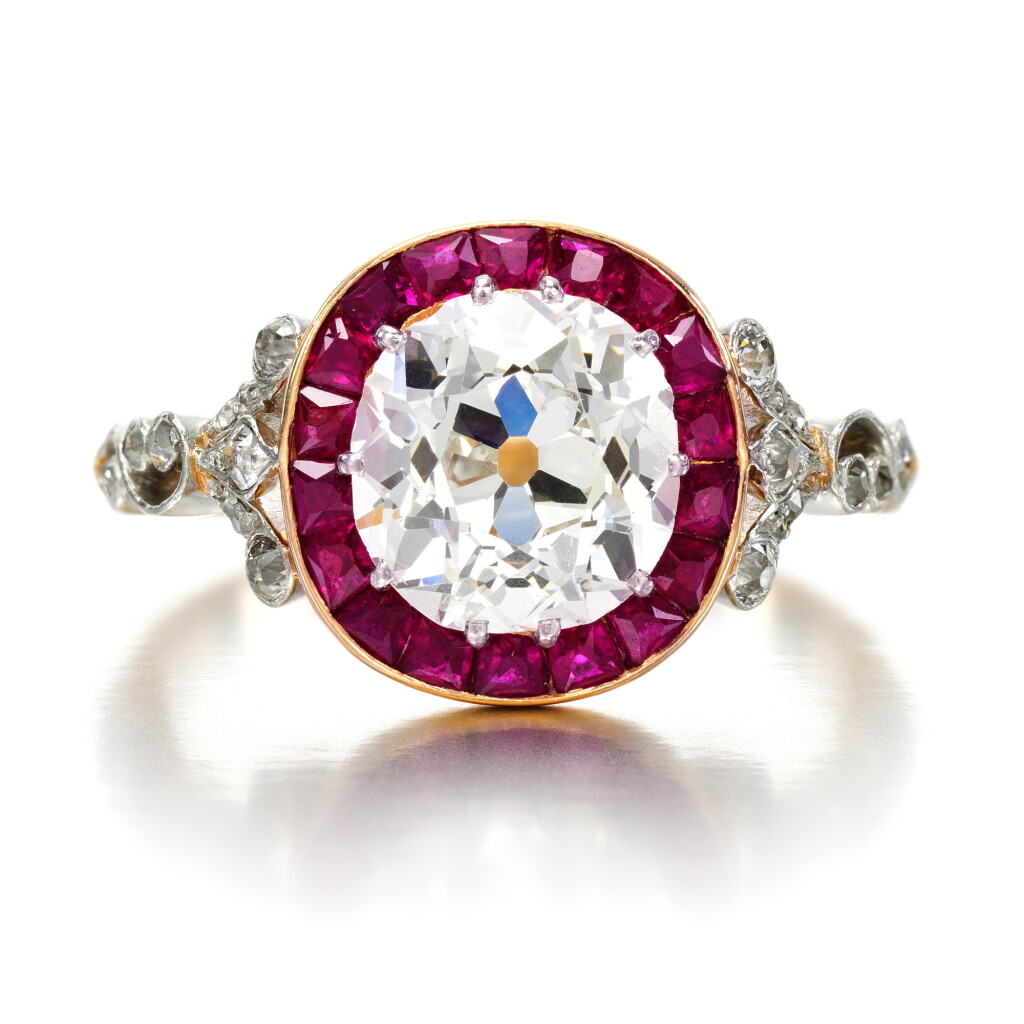 View full screen - View 1 of Lot 5. Ruby and diamond ring, early 20th century.