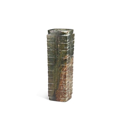 View full screen - View 1 of Lot 3768. A large archaic mottled jade cong, Neolithic period, Liangzhu culture | 新石器時代良渚文化 玉琮.