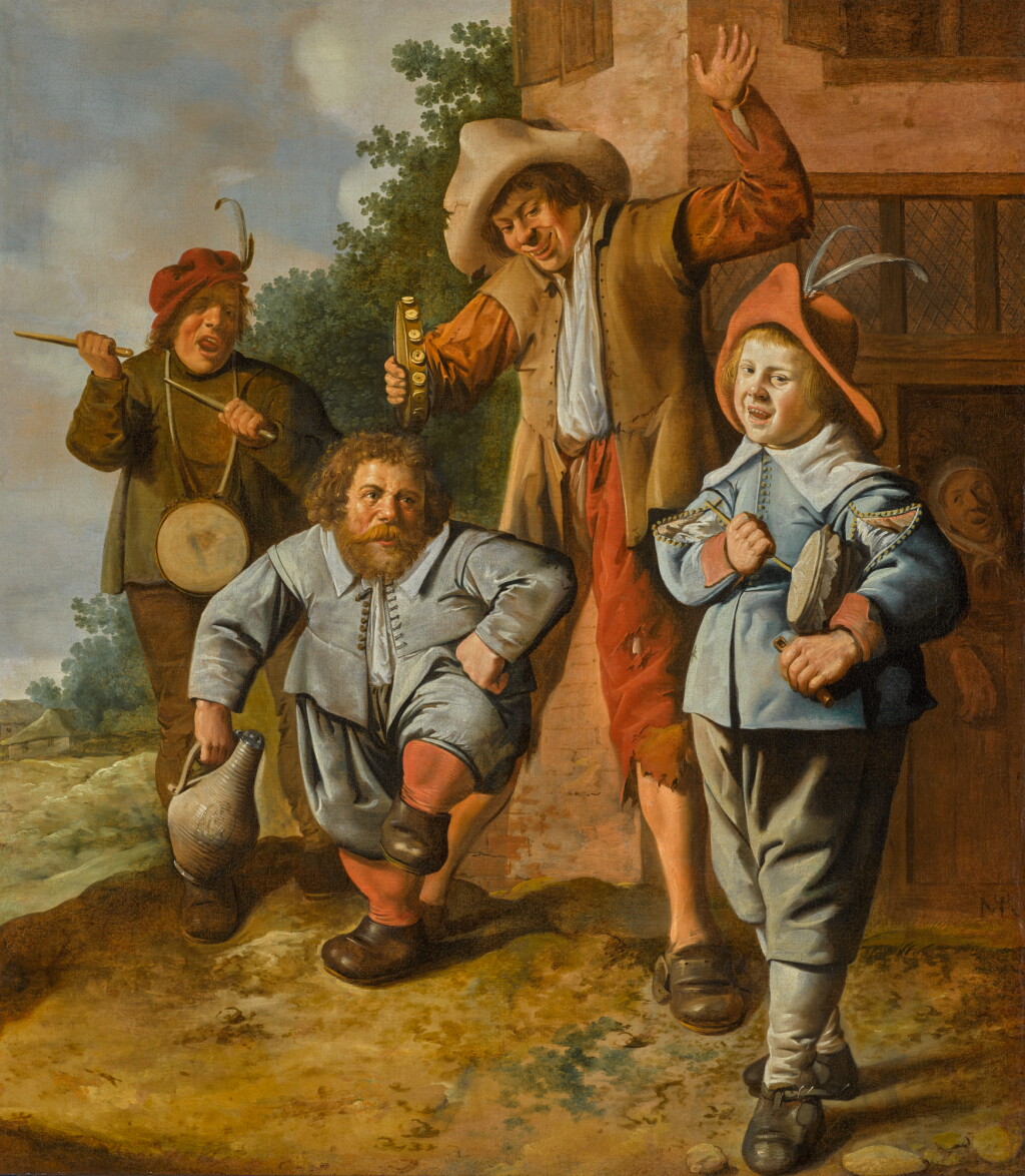 View full screen - View 1 of Lot 28. JAN MIENSE MOLENAER | A group of young musicians with a dancing dwarf.