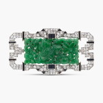 Art Deco Jade, Onyx and Diamond Brooch