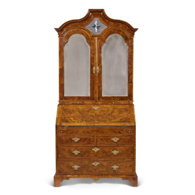 View full screen - View 1 of Lot 205. A George I Burr Walnut Bureau Cabinet, Circa 1720.