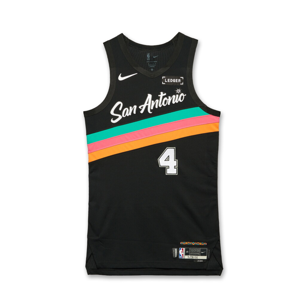 View full screen - View 1 of Lot 16. De'Aaron Fox San Antonio Spurs 2025-2026 Game Worn City Edition Jersey | Matched to 2 Games.