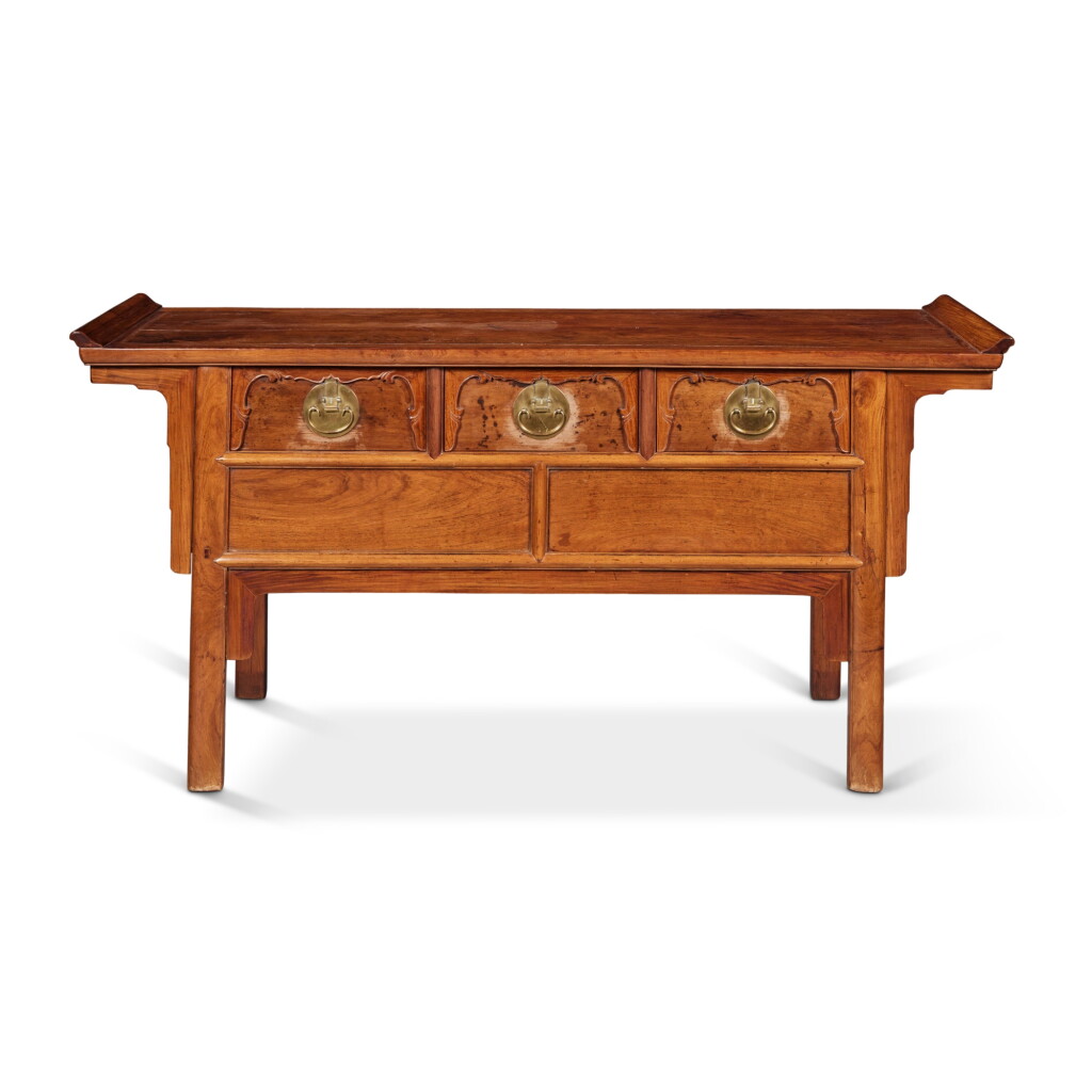 View full screen - View 1 of Lot 68. A 'huanghuali' three-drawer altar coffer (Liansanchu), Qing dynasty, 18th / 19th century.