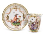 A Meissen tall cup and a stand, Circa 1728