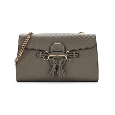 View full screen - View 1 of Lot 104. Gray Embossed Monogram Guccissima Calfskin Macio Silver Hardware.