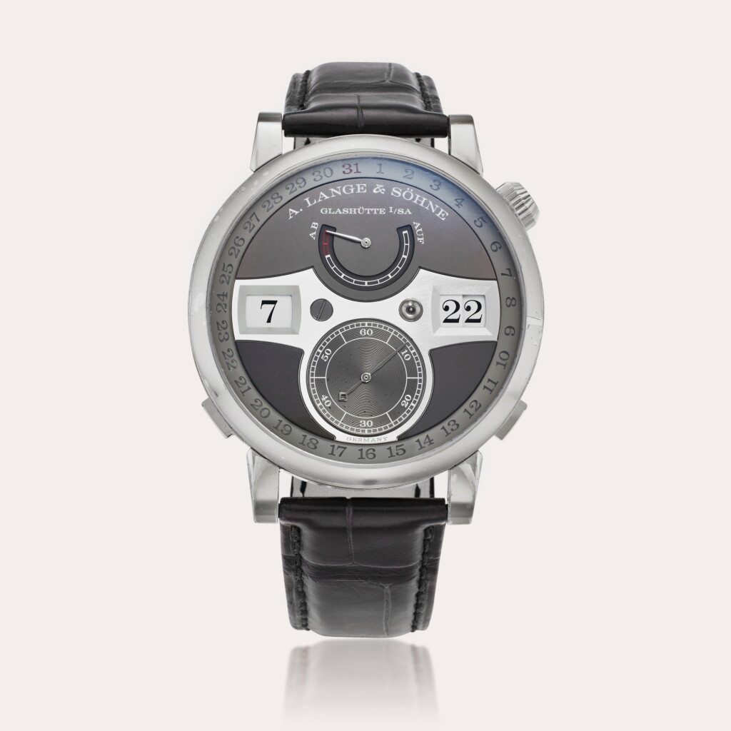 View full screen - View 1 of Lot 118. Reference 148.038 Zeitwerk Date | A white gold wristwatch with digital time display, date, and power reserve indication, Circa 2023.