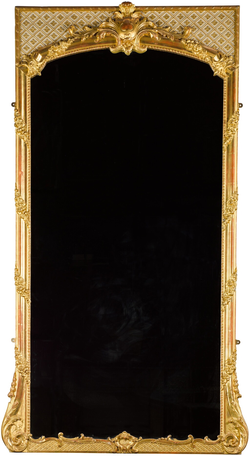 View full screen - View 1 of Lot 584. A Louis XV/Transitional style giltwood and painted mirror, probably English, late 19th century.
