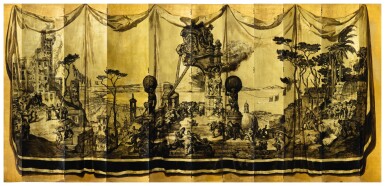 View full screen - View 1 of Lot 87. José María Sert (1874-1945) 'Vision de Naples' An eleven-leaf screen, circa 1923.